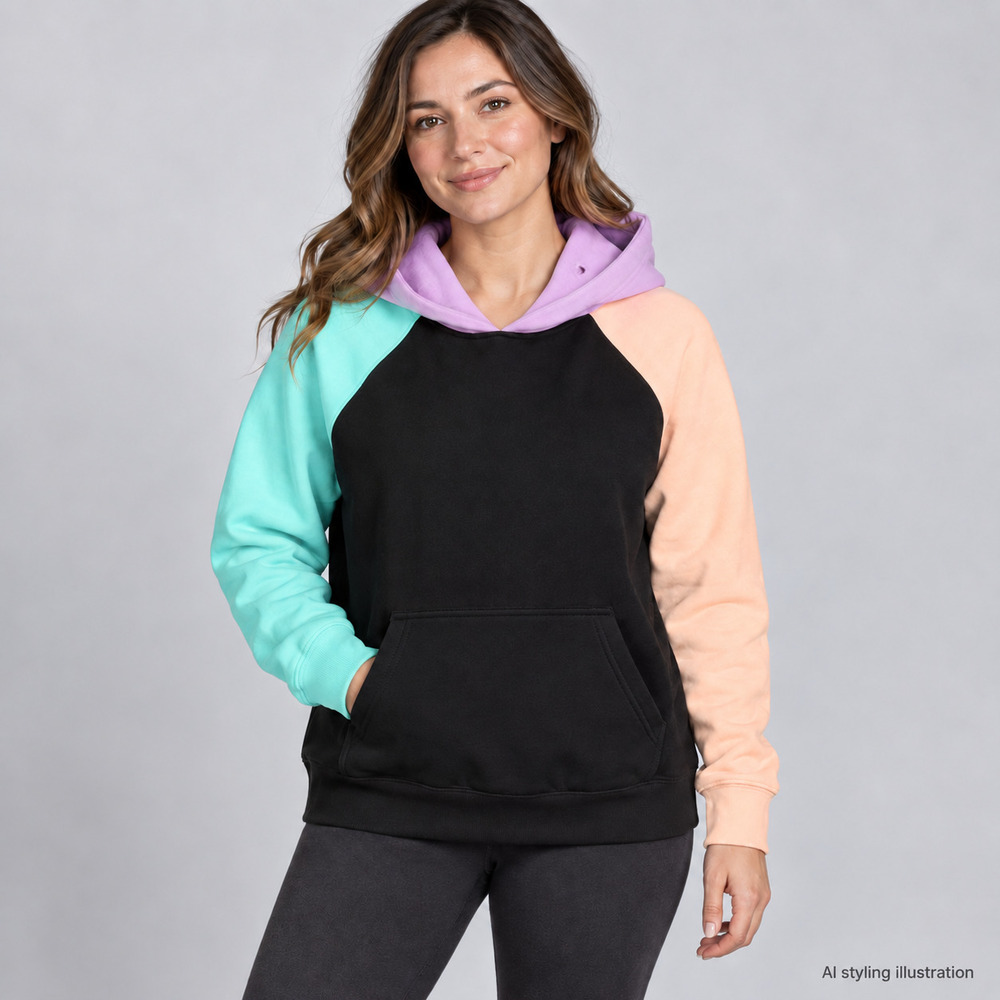 Spark Paws Pastel Colorblock Pullover Hoodie Size S - NWT